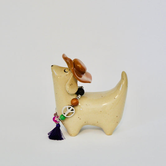 Boho Beaded Weenie Figurine - Violet | WeenChella Collection