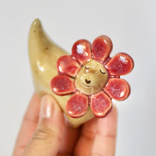 Red Flower Weenie Figurine
