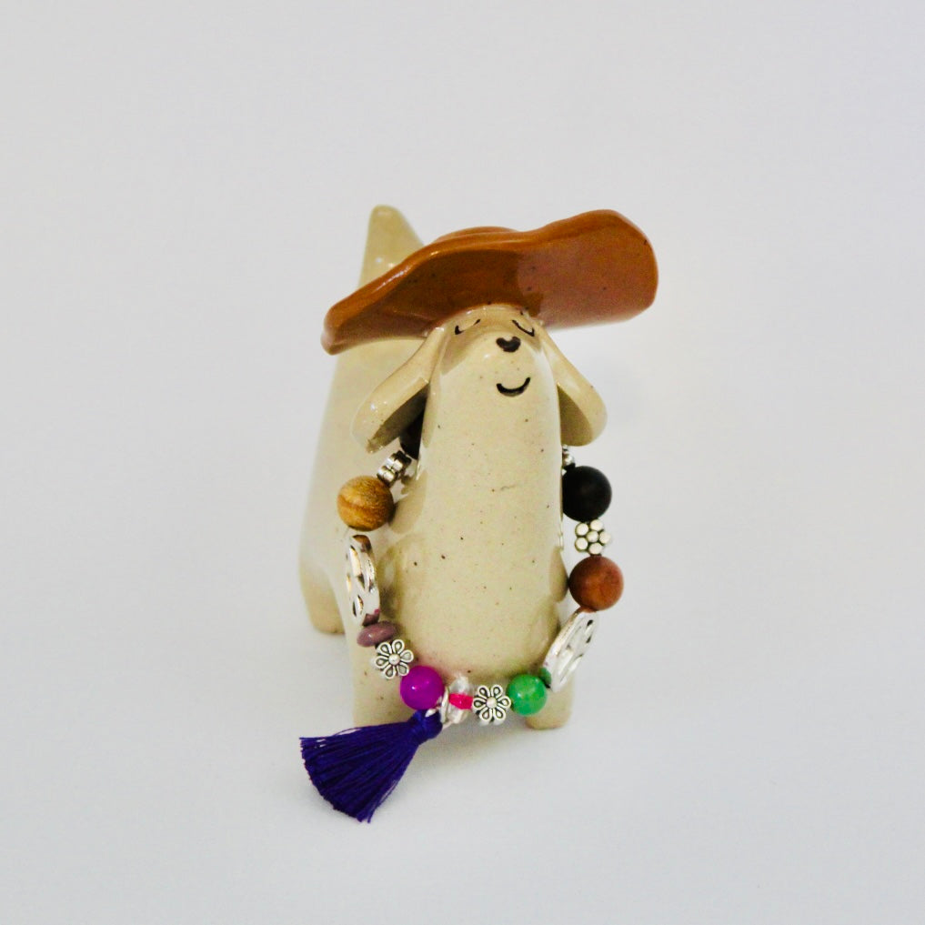 Boho Beaded Weenie Figurine - Violet | WeenChella Collection