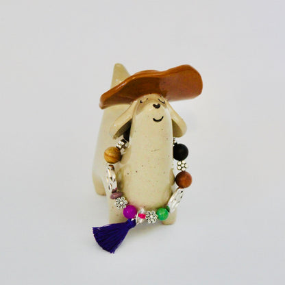 Boho Beaded Weenie Figurine - Violet | WeenChella Collection