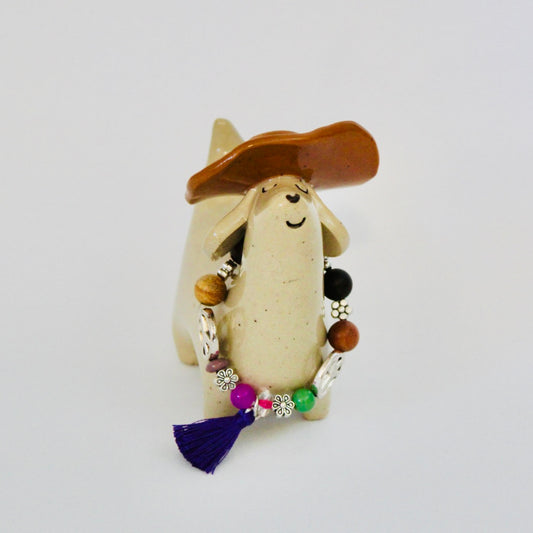 Boho Beaded Weenie Figurine - Violet | WeenChella Collection