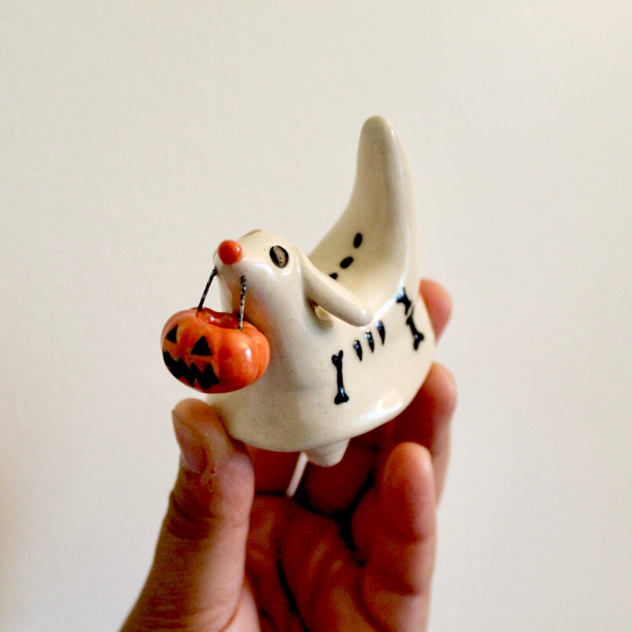 Pre-Order Halloweenie Ghost Dog Ceramic Figurine | Potted By Jess x Weenies, Plants & Pots