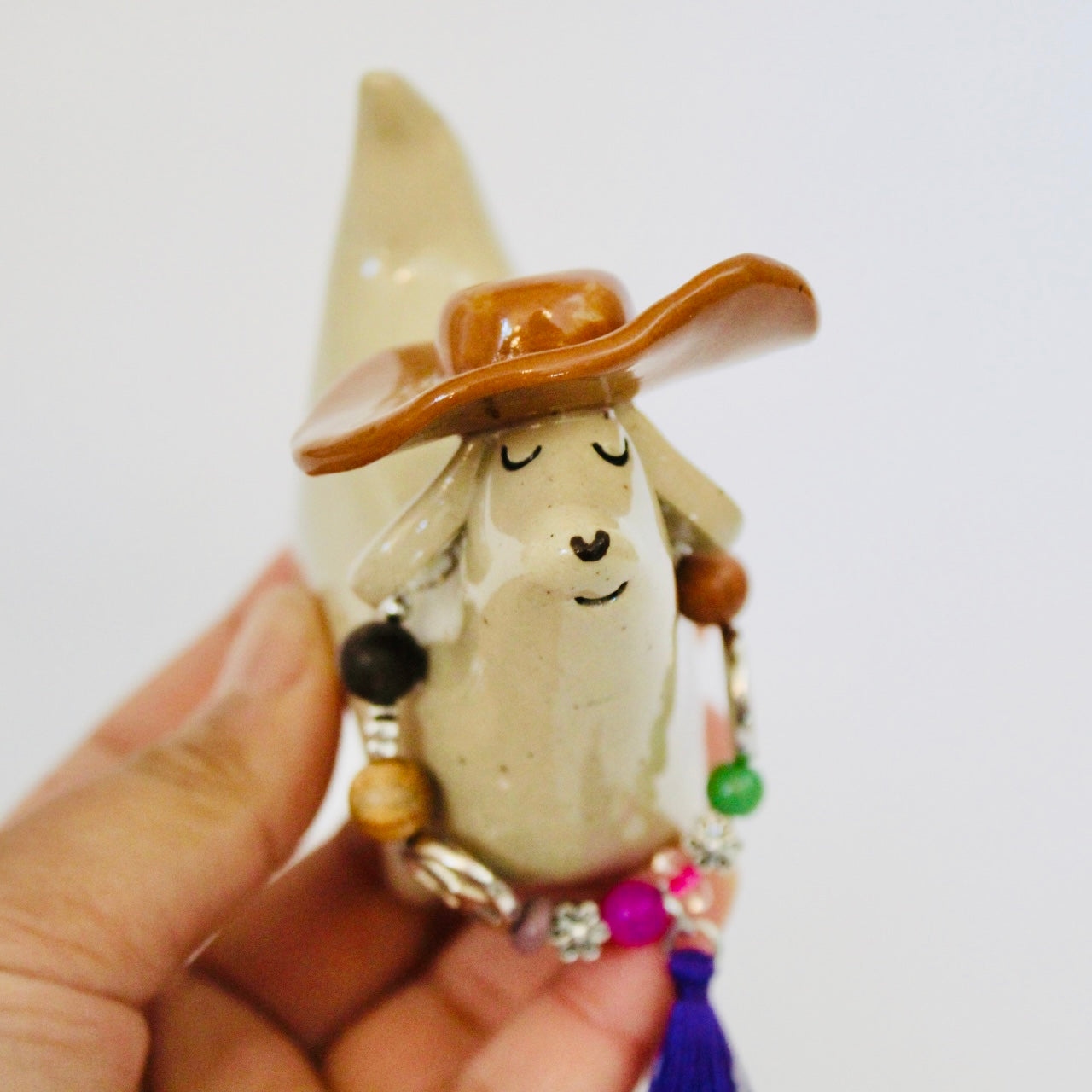 Boho Beaded Weenie Figurine - Violet | WeenChella Collection