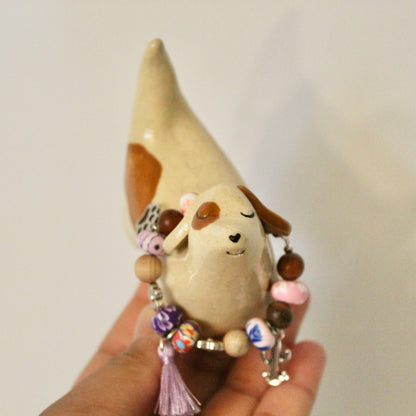 Boho Beaded Weenie Figurine - Lavender | WeenChella Collection