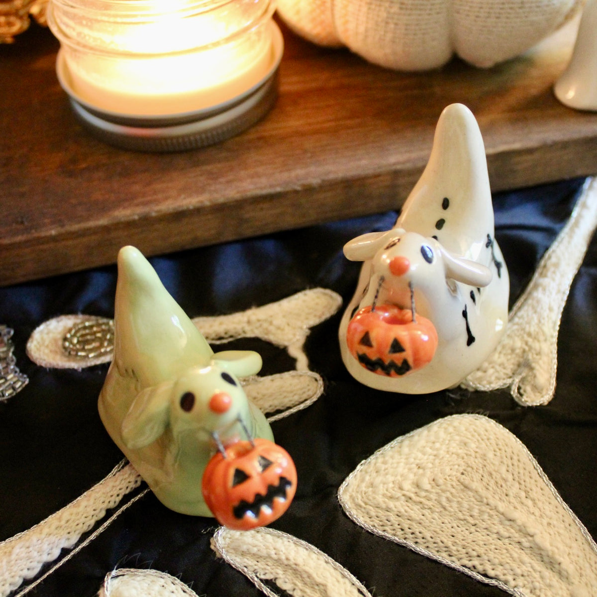 Pre-Order Halloweenie Ghost Dog Ceramic Figurine | Potted By Jess x Weenies, Plants & Pots