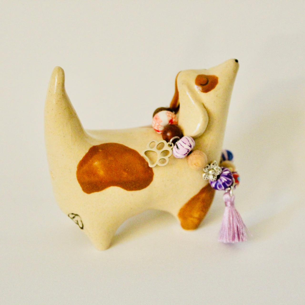 Boho Beaded Weenie Figurine - Lavender | WeenChella Collection