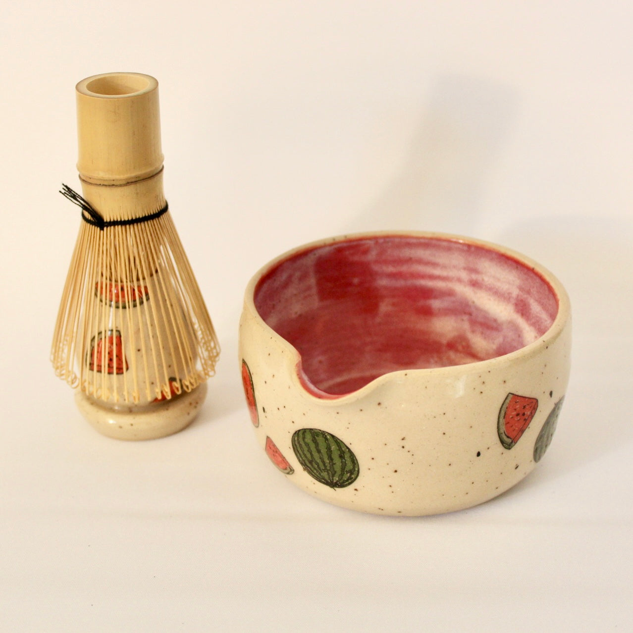 Watermelon Matcha Bowl and Whisk Holder Set