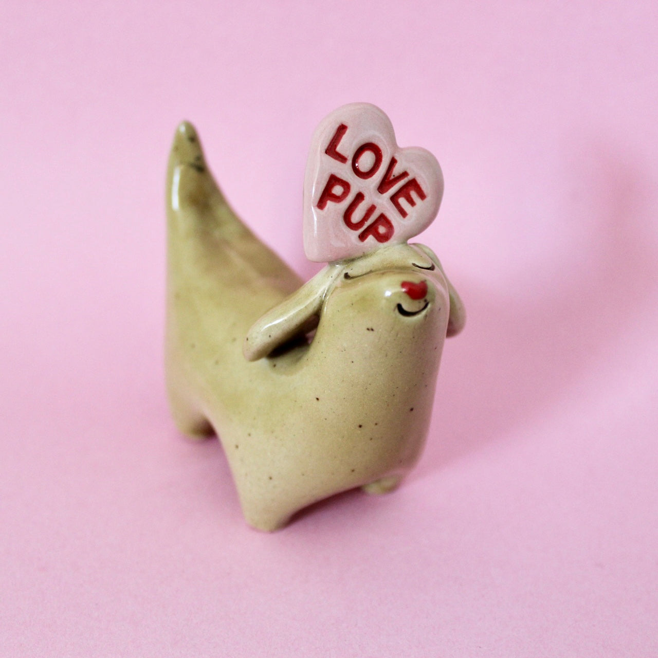 Valentine Weenie Figurine - Love Pup Candy Heart