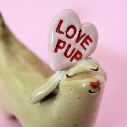 Valentine Weenie Figurine - Love Pup Candy Heart