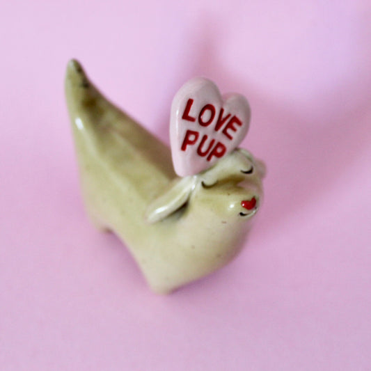 Valentine Weenie Figurine - Love Pup Candy Heart