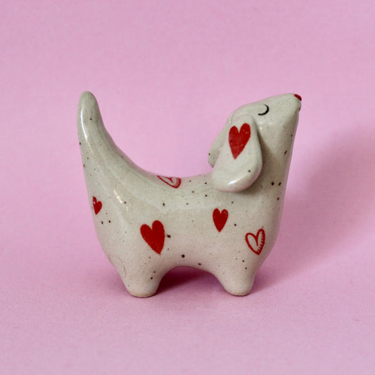 Valentine Weenie Figurine - Doodle Hearts