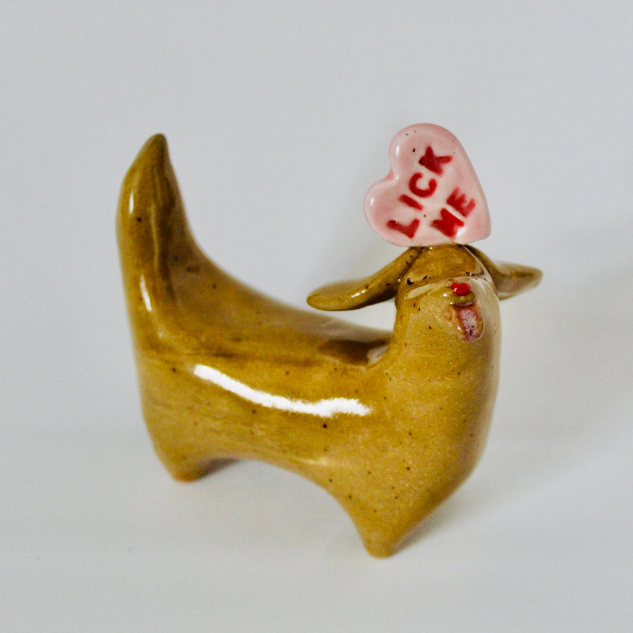 Valentine Weenie Figurine - Lick Me Candy Heart