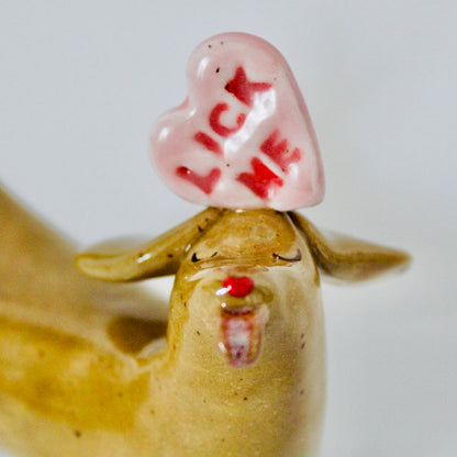 Valentine Weenie Figurine - Lick Me Candy Heart